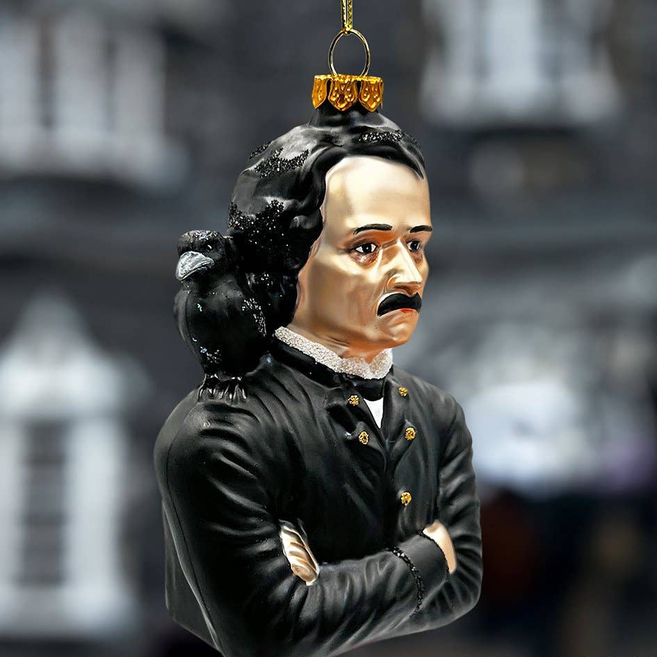 Edgar Allan Poe Glass Christmas Ornament