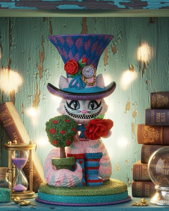 Christmas Cheer All Year 10" Hollywood Nutcracker Cheshire Cat by Kurt Adler whimsical fantasy alice in wonderland