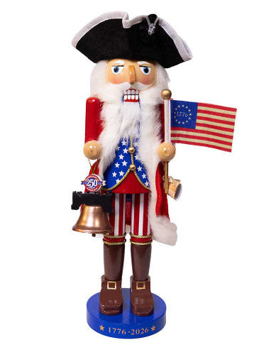 Christmas Cheer All Year 14“ 250th Anniversary of America Nutcracker Official America 250 Liberty Bell Tricorn Hat Betsy Ross flag
