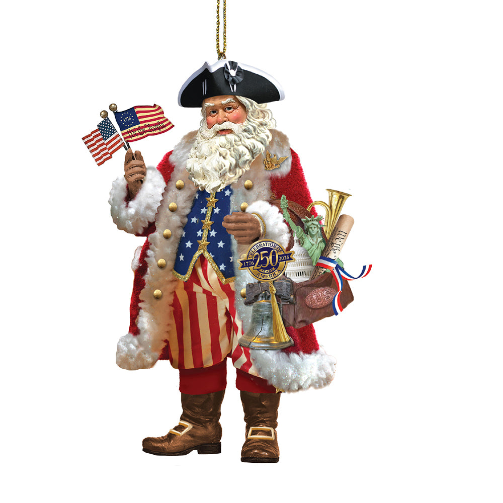Christmas Cheer All Year 250th Anniversary 1776 American Santa Ornament Kurt Adler E1135