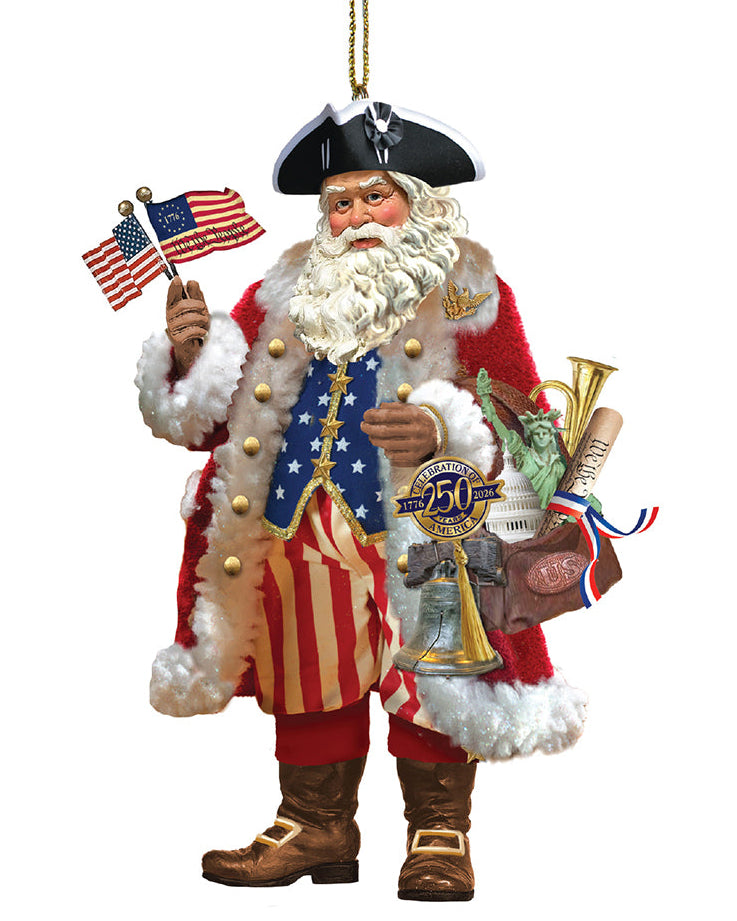 Christmas Cheer All Year 250th Anniversary 1776 American Santa Ornament Kurt Adler E1135