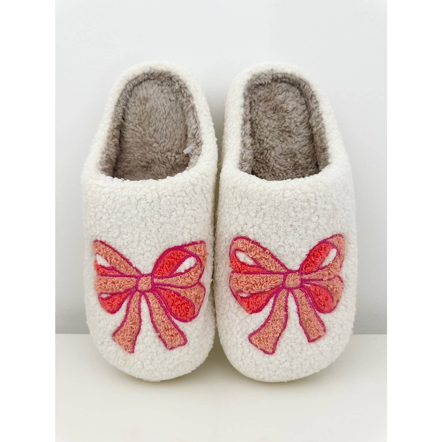 Luxe Pink Bow Sherpa Slippers