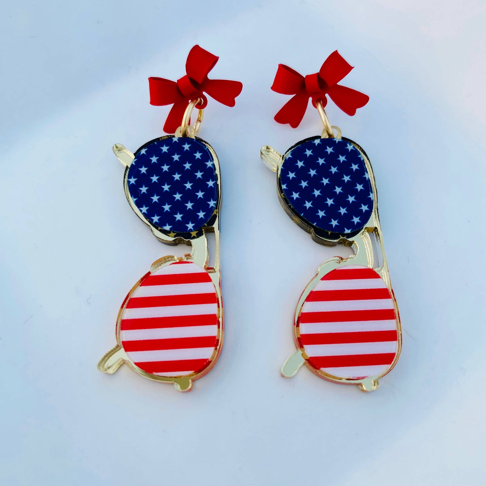 Patriotic American Sunglass Bow Earrings