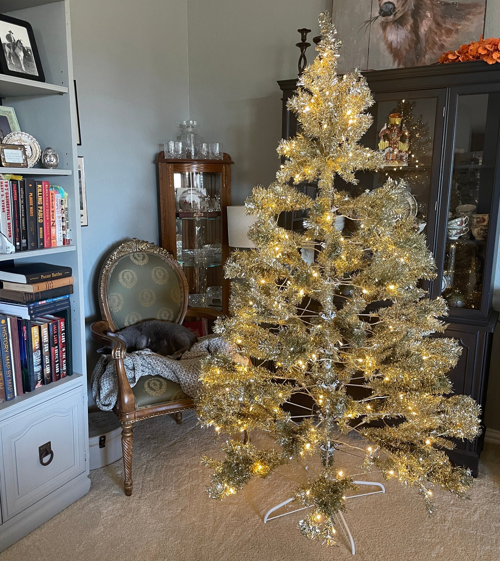 The Canton Christmas Shop Six Foot Prelit Champagne Tinsel Evergleam Style Retro Midcentury Christmas Tree