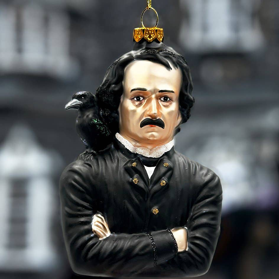 Edgar Allan Poe Glass Christmas Ornament