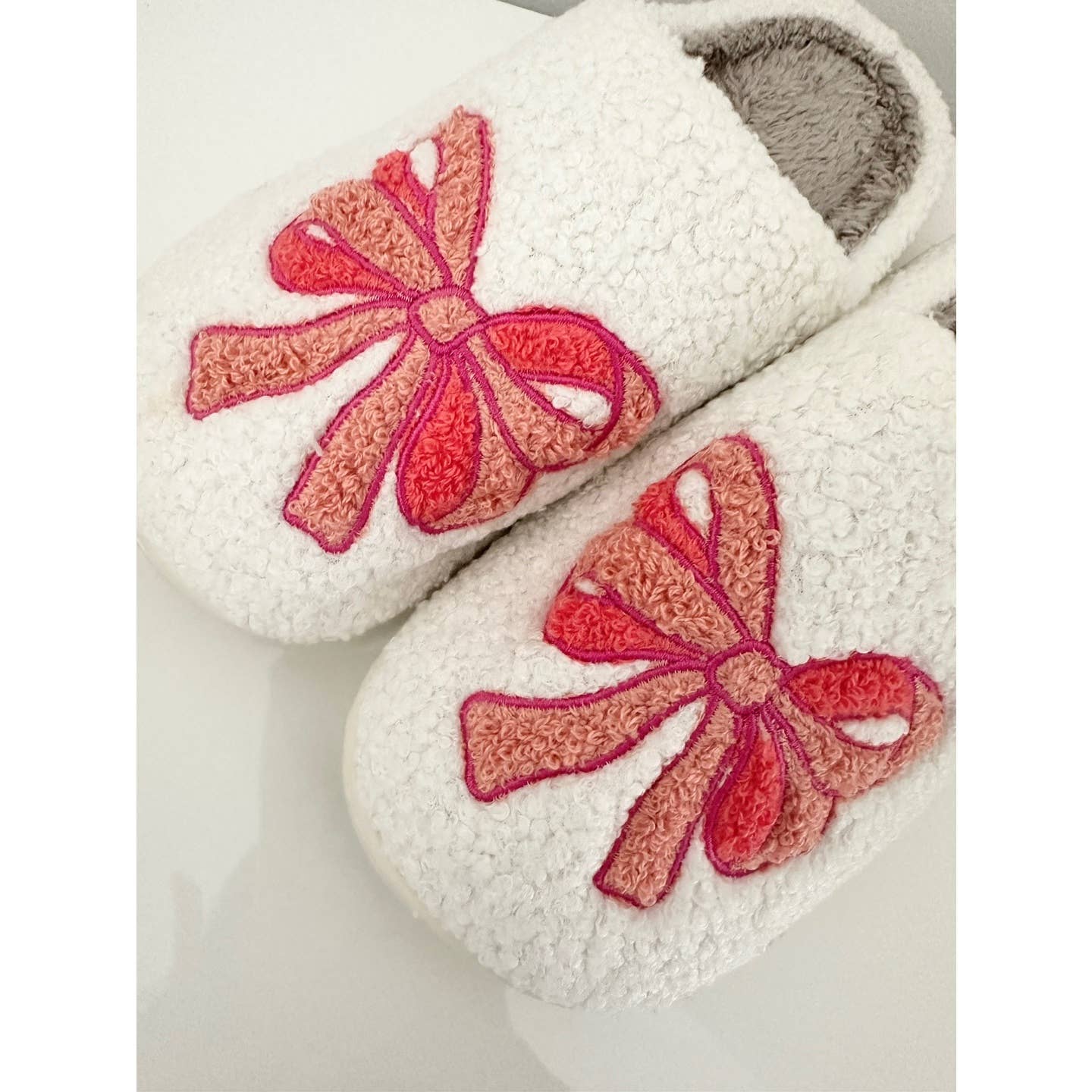 Luxe Pink Bow Sherpa Slippers