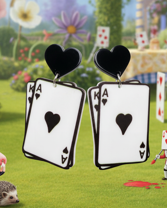 Playing Card Earrings Alice in Wonderland Blackjack Queen of Hearts