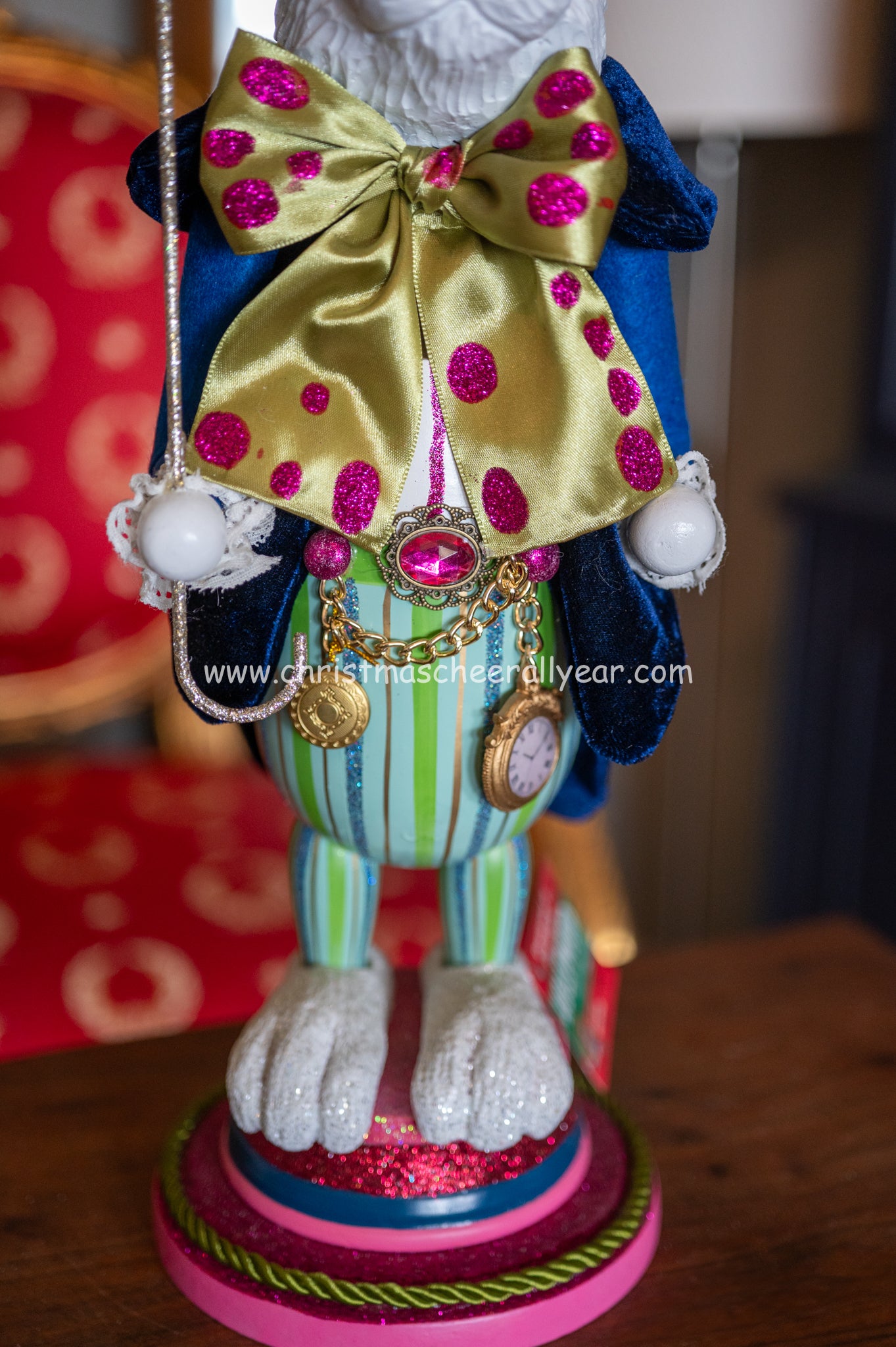 Christmas Cheer All Year has the white rabbit nutcracker from Kurt Adler available online
