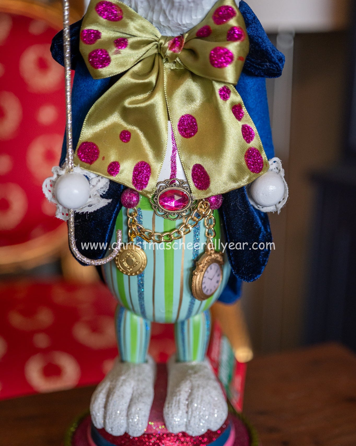Christmas Cheer All Year has the white rabbit nutcracker from Kurt Adler available online