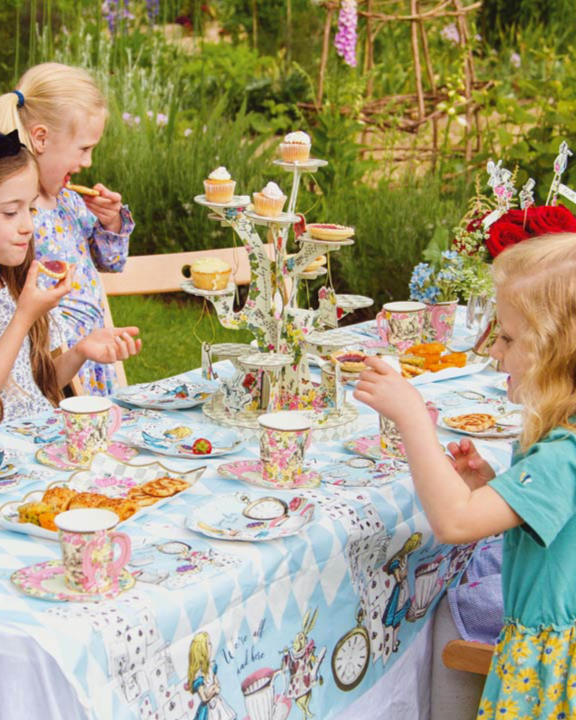 Christmas Cheer All Year Alice in Wonderland Tree Shaped Cupcake Stand with characters movie signs drink me eat me wrong way white rabbit Cheshire Cat pocket watch