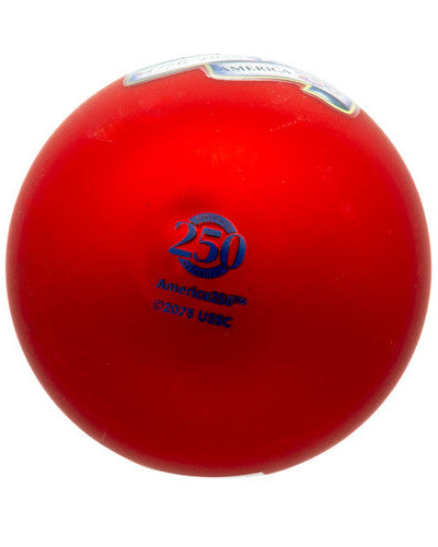 Christmas Cheer All Year 80MM Glass America 250th Red Ball With Eagle Head & Flag Ornament Kurt Adler