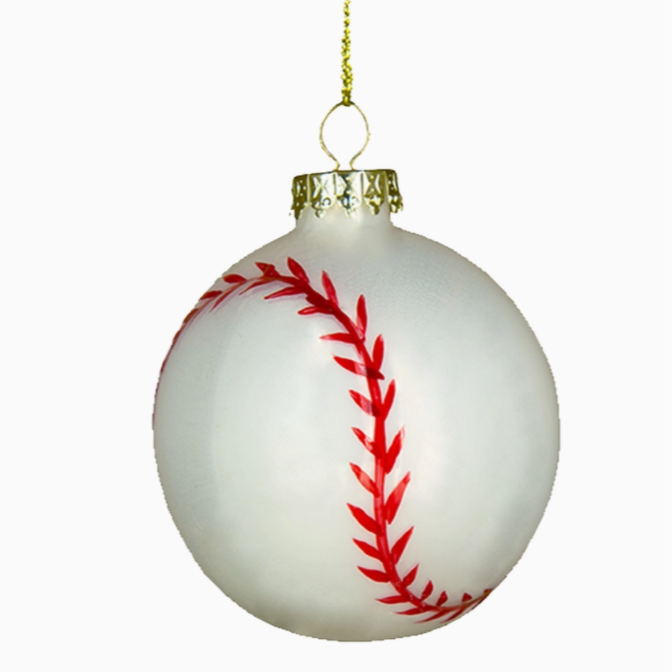 The Canton Christmas Shop Baseball Glass Ornament in gift box
