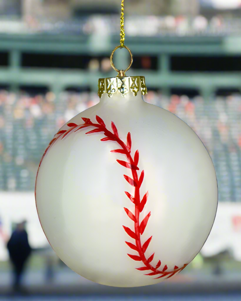 Christmas Cheer ALl Year Baseball Glass Ornament for baseball lovers Wrigley field