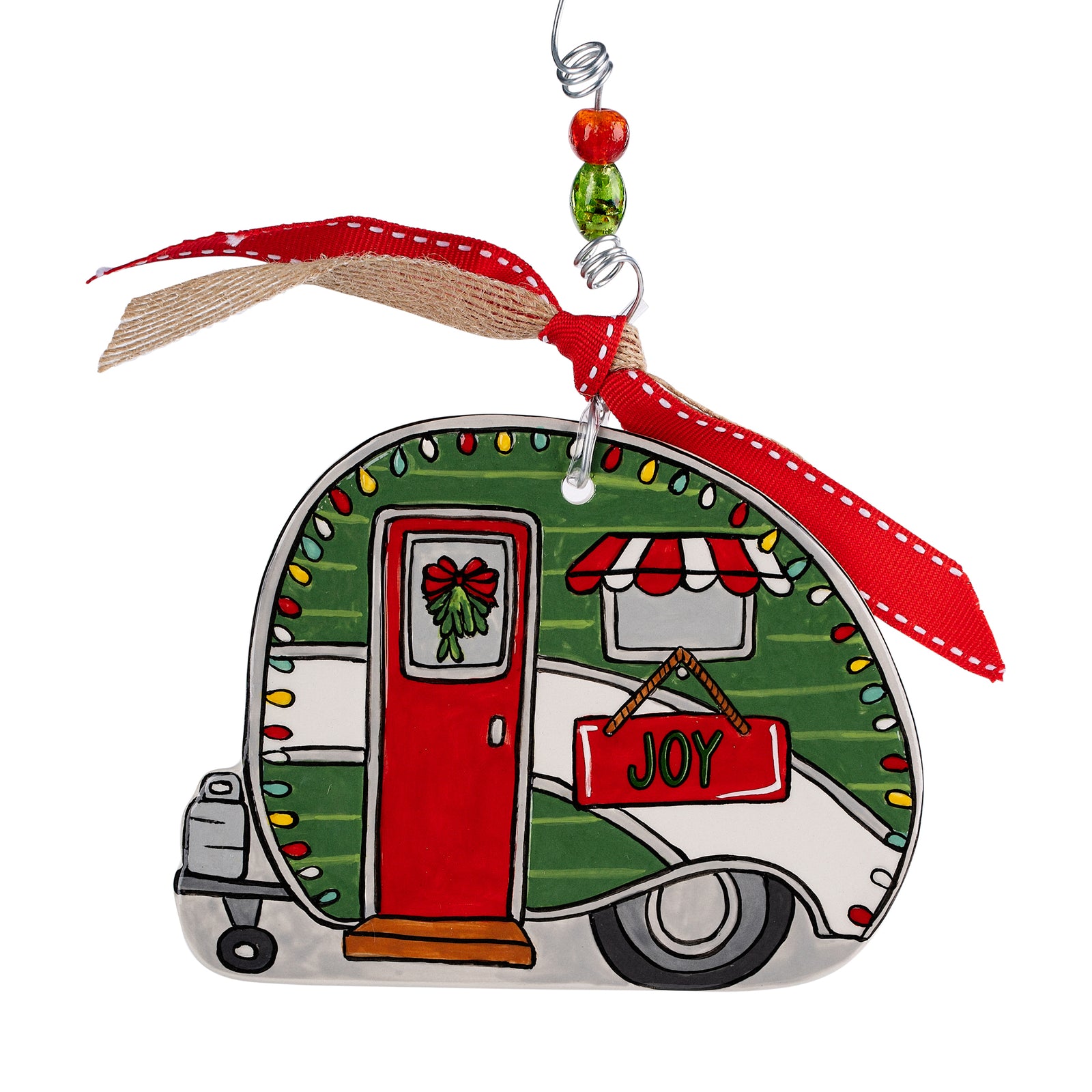 The Canton Christmas Shop Christmas Camper Flat Ornament by Glory Haus on white background