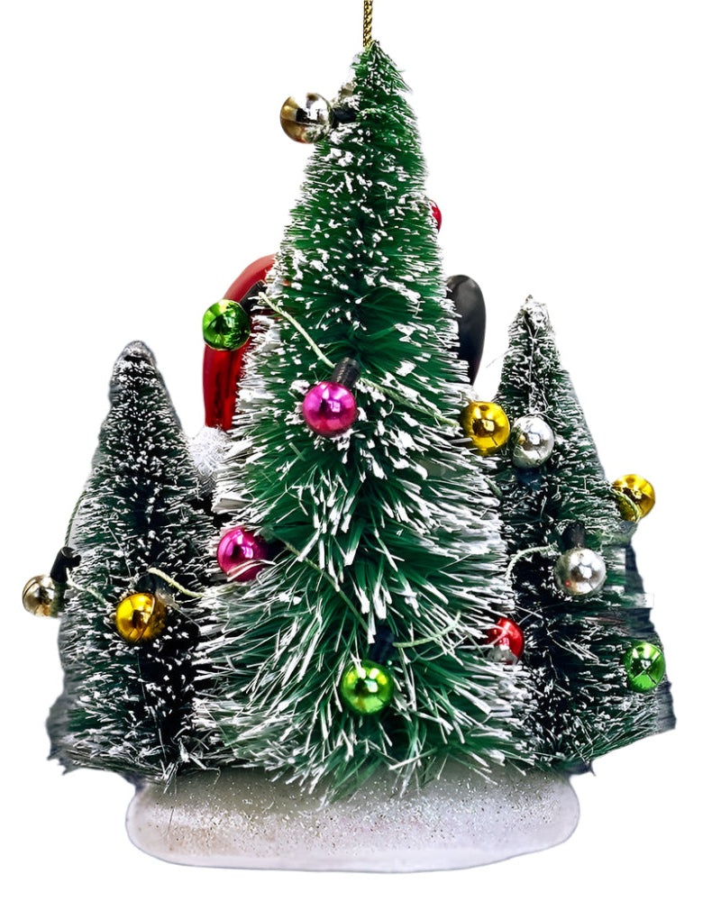 Christmas Cheer All Year Christmas Tree Killer Decorative Christmas tree ornament with colorful ornaments on white background