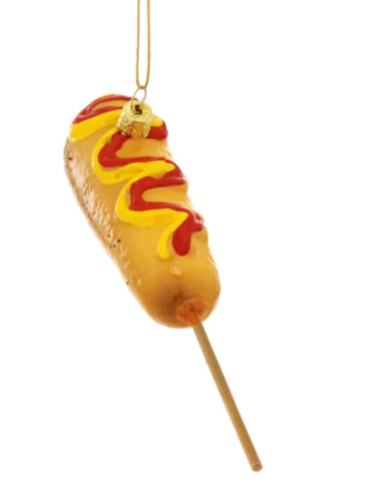 Christmas Cheer All Year Cody Foster Corn Dog on a Stick with Mustard and Ketchup Fairgrounds Texas State Fair