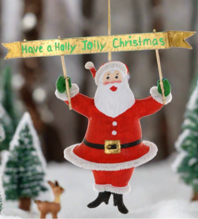 Christmas Cheer All Year Holly Jolly Santa Ornament by Cody Foster