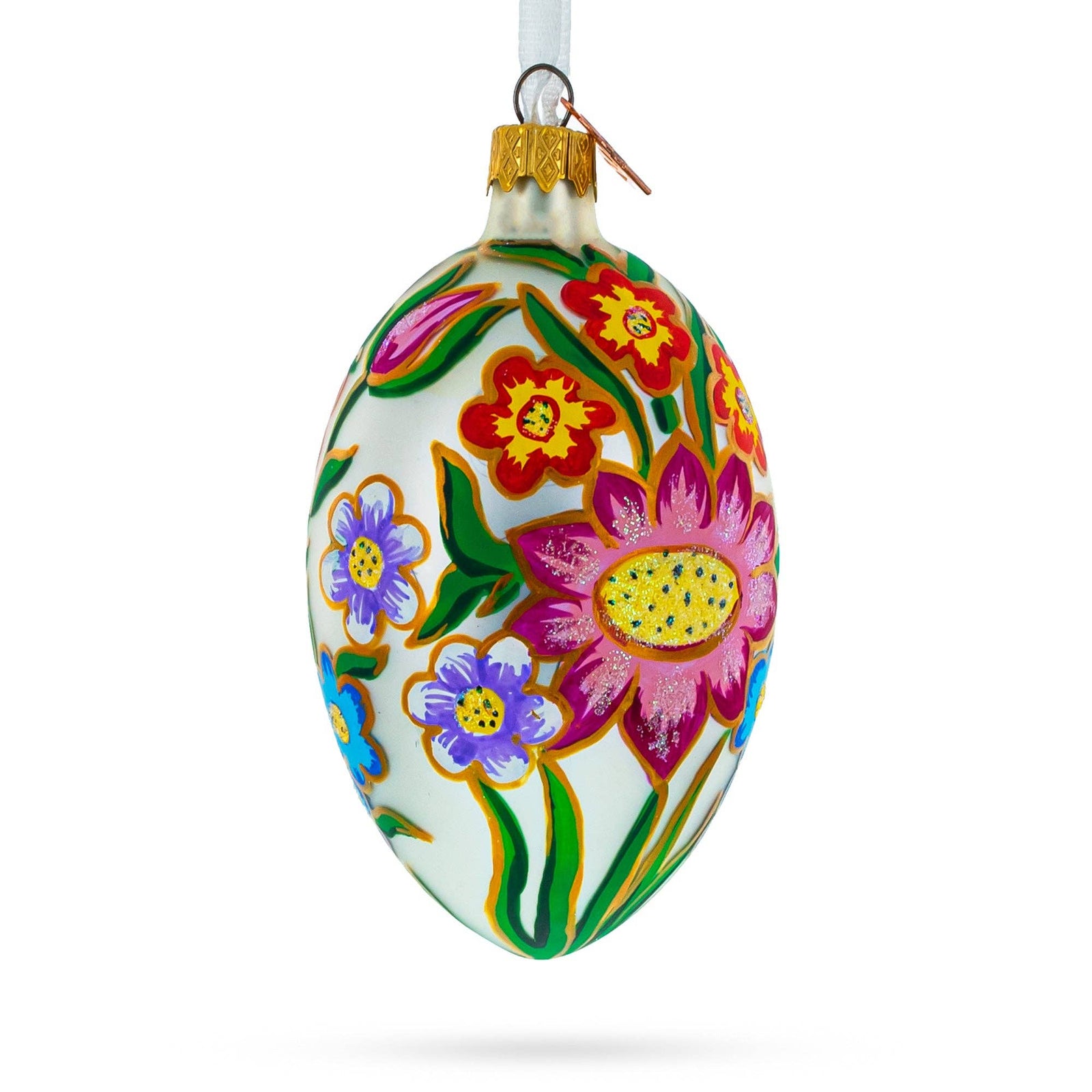 The Canton Christmas Shop Colorful Flowers Handpainted Glass Egg Ornament Old World Europe Style Easter He is Risen Ukraine
