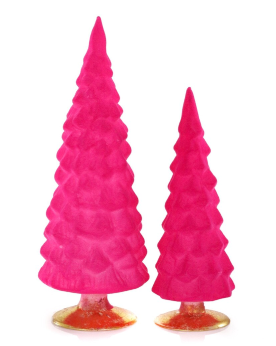 Christmas Cheer All Year Crushed Velvet Hot Pink Trees by Cody Foster