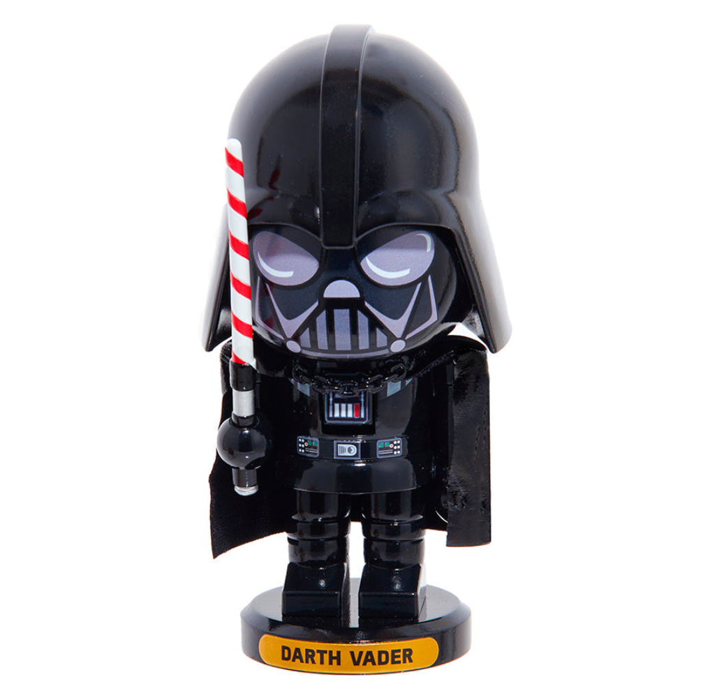 Christmas Cheer All Year Darth Vader figurine with a red and white striped staff on a white background