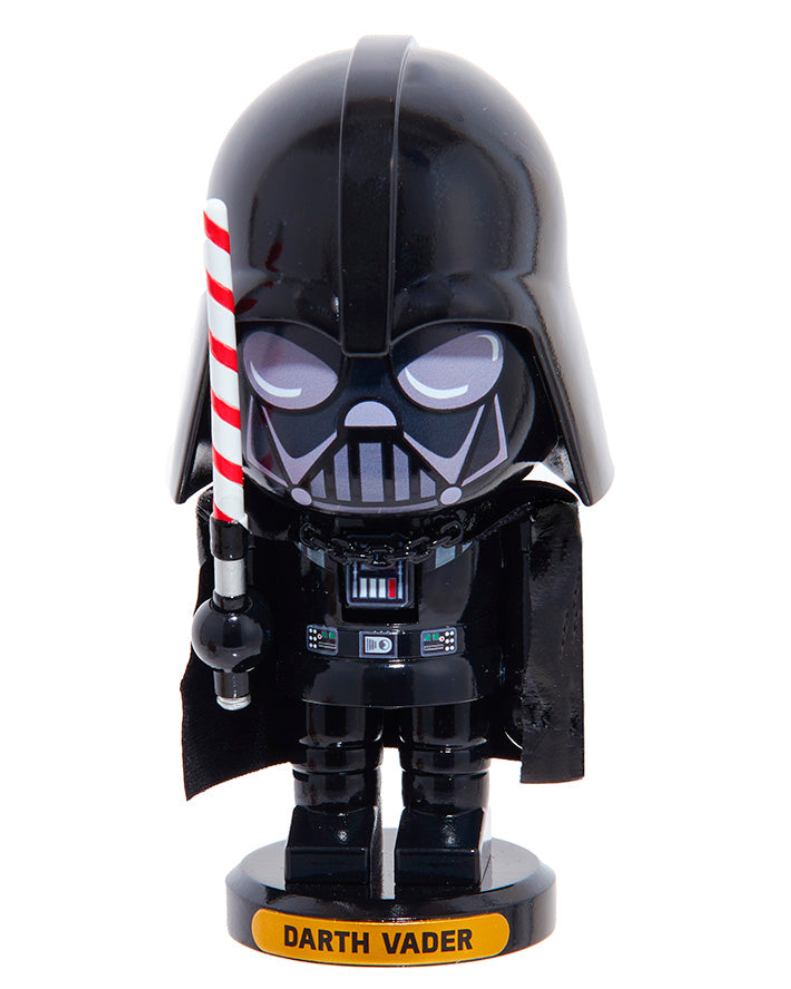 Christmas Cheer All Year Darth Vader figurine with a red and white striped staff on a white background