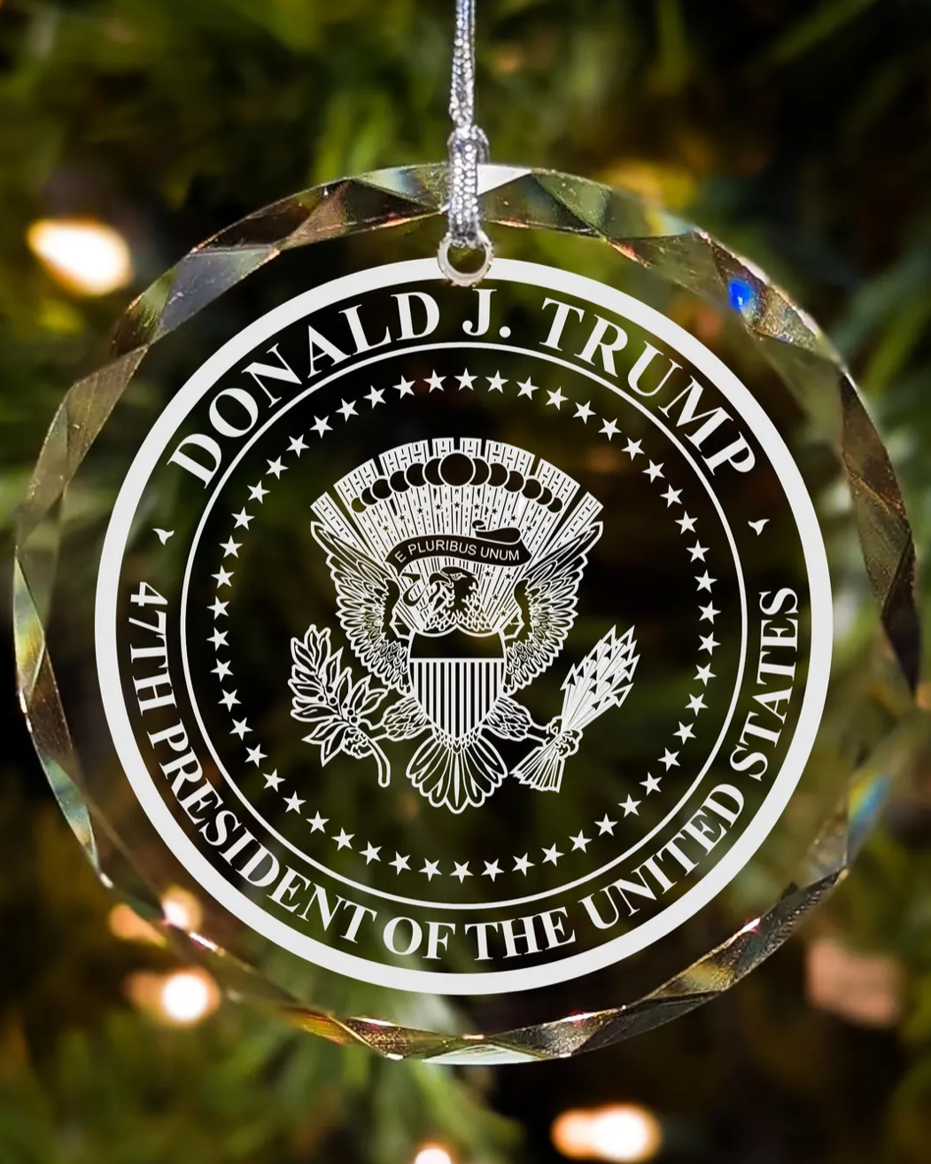 Christmas Cheer All Year Donald Trump 47th President of the United States Crystal Ornament MAGA