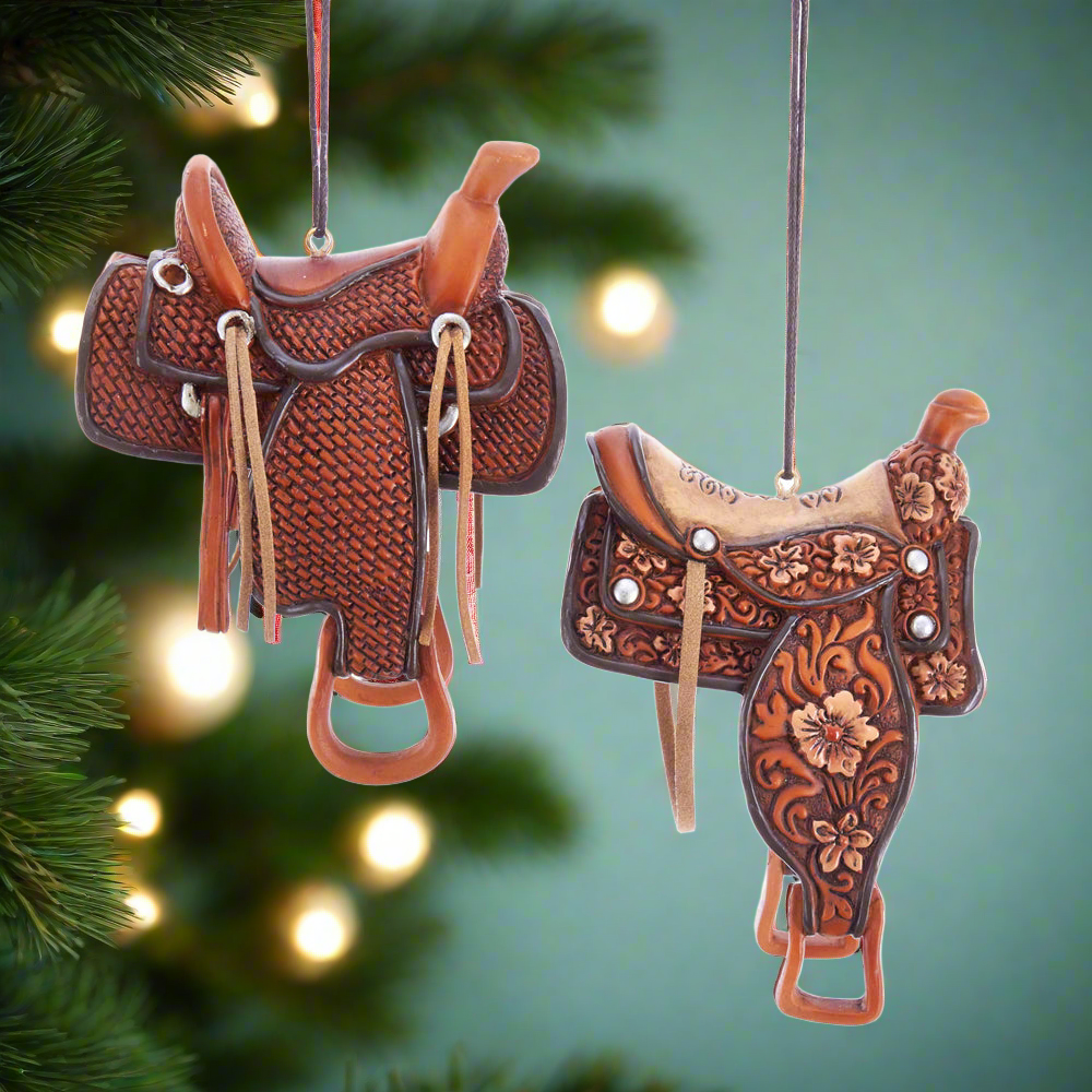 Christmas Cheer All Year Western Saddle Ornaments, Assorted by Kurt Adler