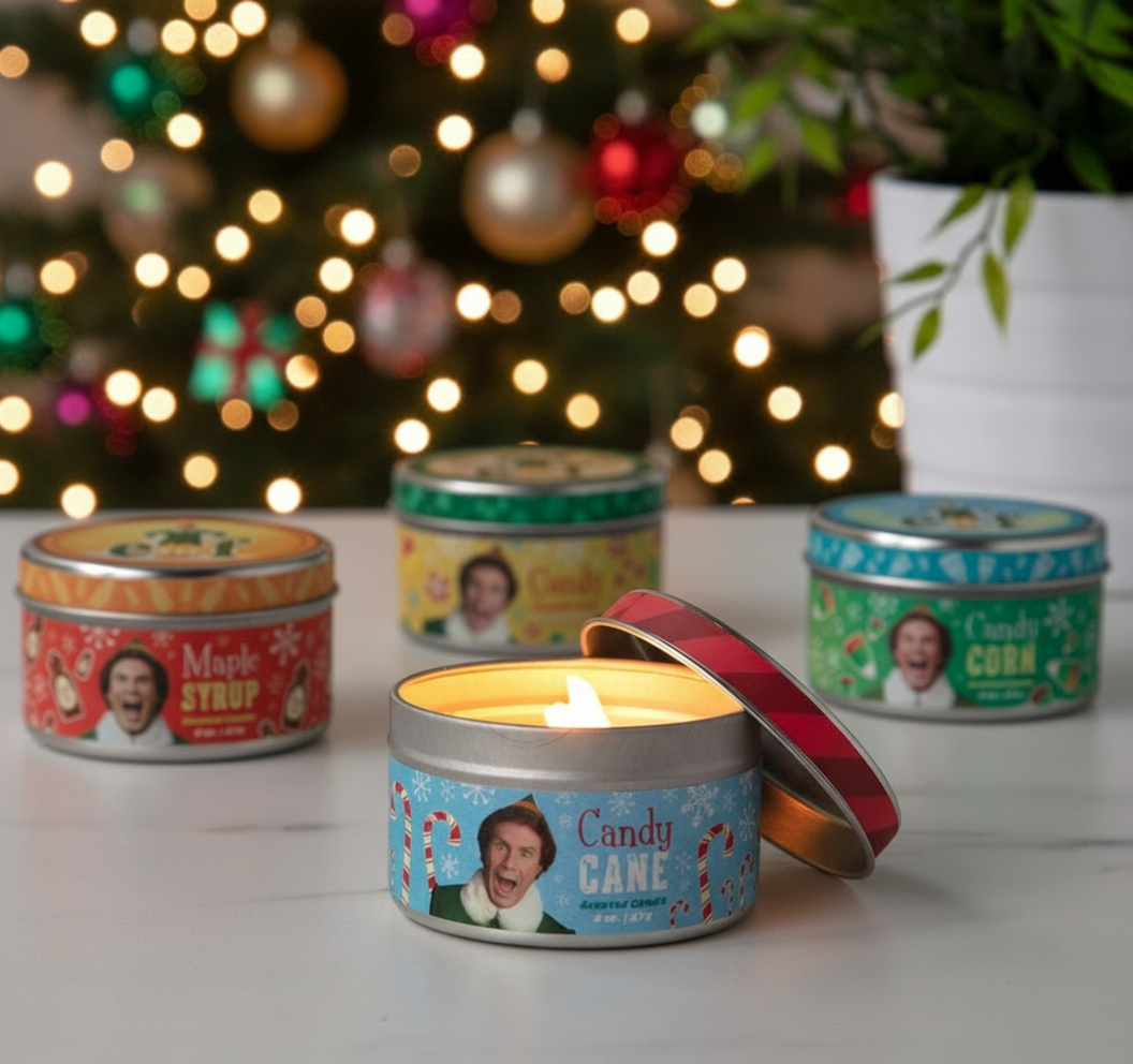 Christmas Cheer All Year Elf The Movie Scented Candles Candy Cane Maple Syrup Candy Corn Will Ferrell