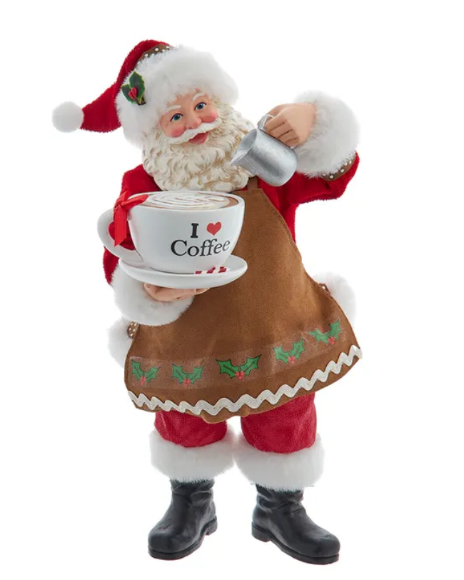 Christmas Cheer All Year kurt adler Fabriche Santa Barista Figurine I love coffee