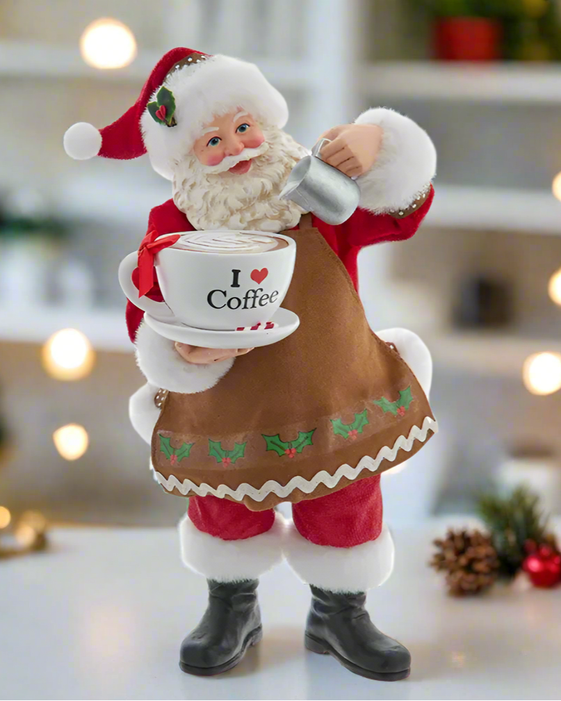 Christmas Cheer All Year Fabriche Santa I Love Coffee Barista Coffee Latte Lover