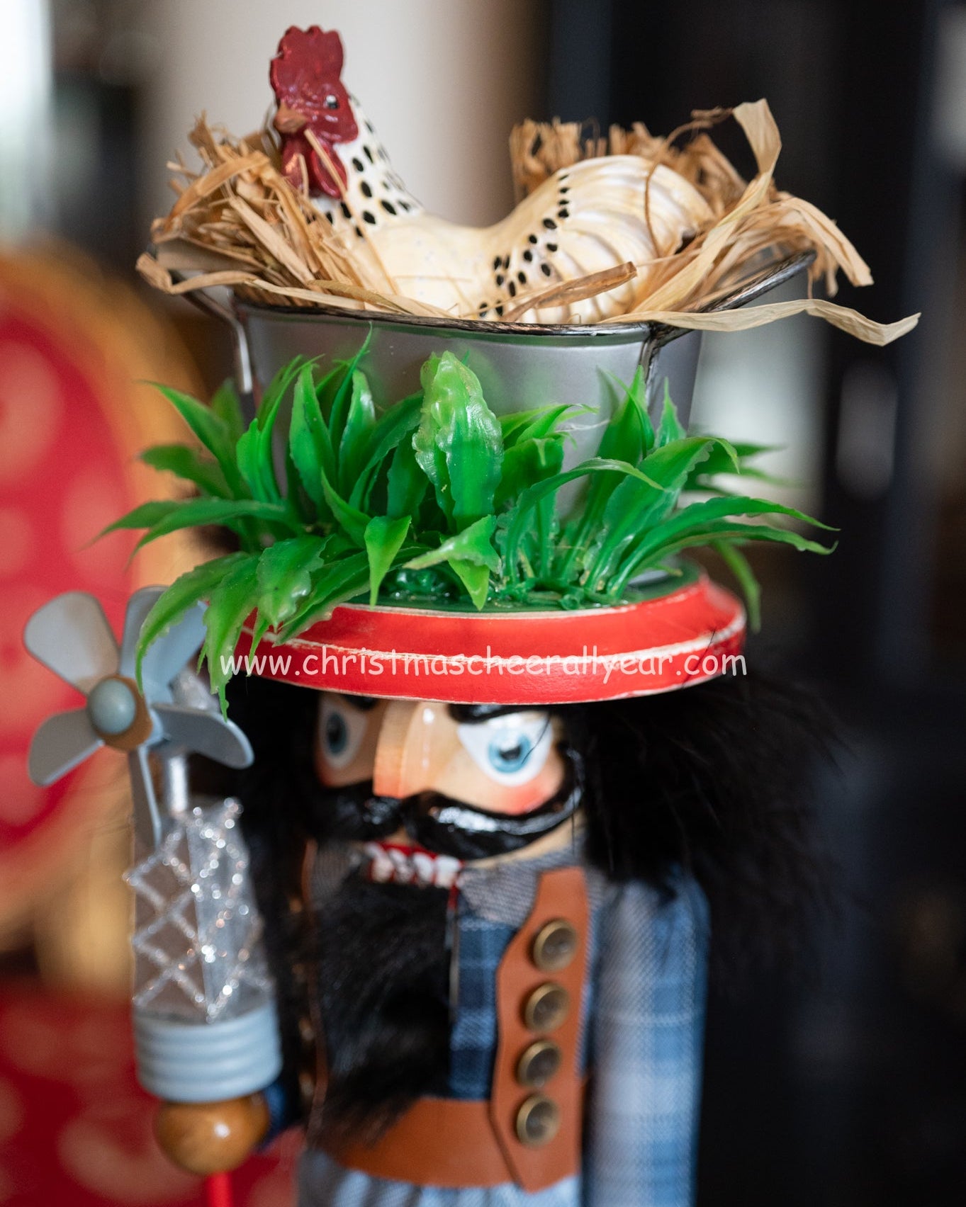 Farmer Nutcracker with chicken Christmas Cheer All year