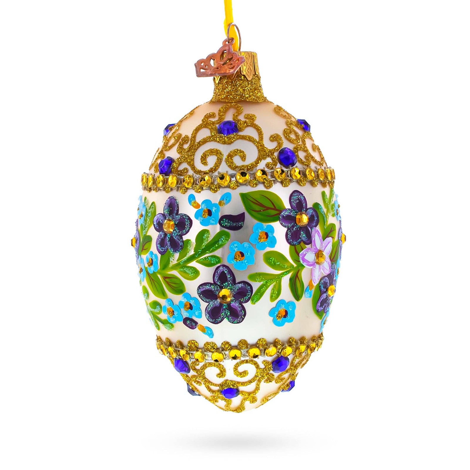 The Canton Christmas Shop Floral Brocade Glass Egg Ornament Faberge Tradition Easter Resurrection Jesus