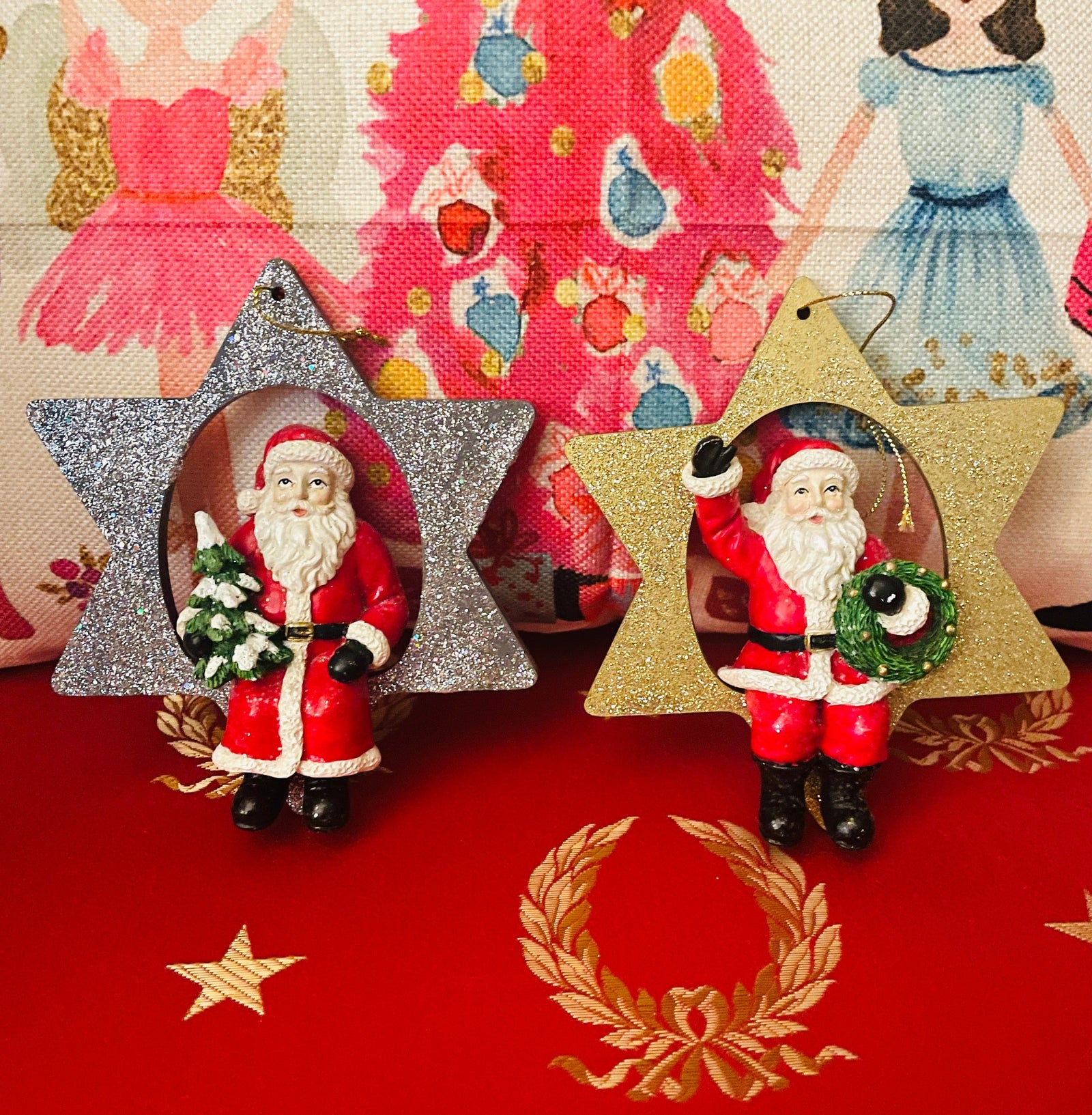Christmas Cheer All Year German Santa in Star Ornament