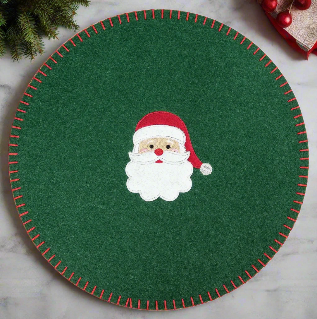 The Canton Christmas Shop Green Santa Round Placemat