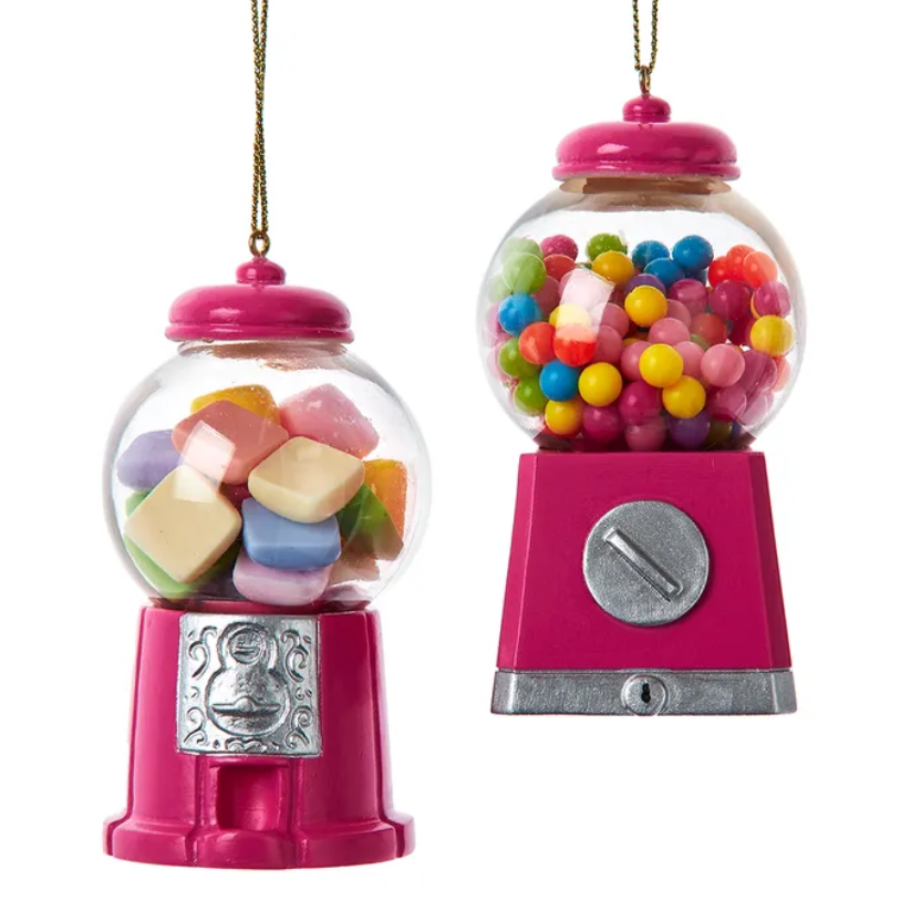The Canton Christmas Shop Candy Machine Ornament assortment classic gumball machine on white background