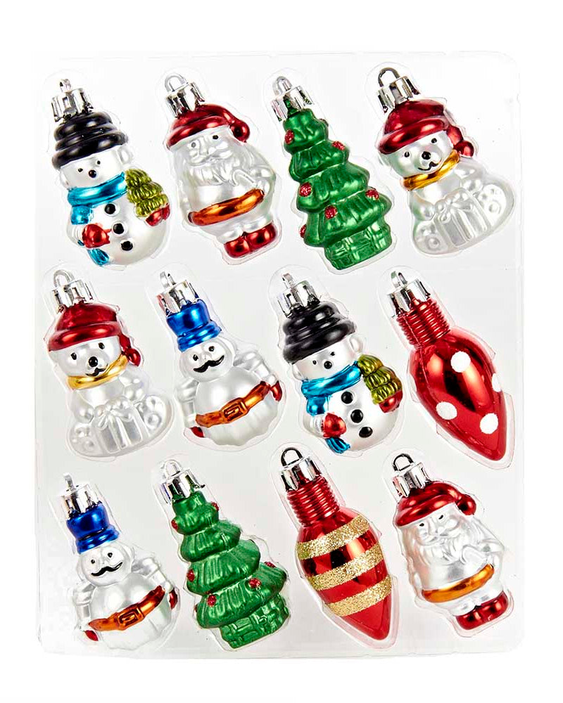 The Canton Christmas Shop Kurt Adler Petite Treasures Collection Miniature Shatterproof Hanging Christmas Ornaments, 12-Piece Box Set, 2 Inch