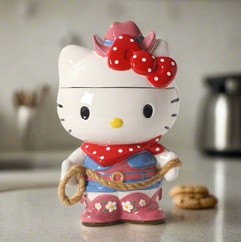 Christmas Cheer All Year Hello Kitty Cowgirl Cookie Jar western texas cowboy