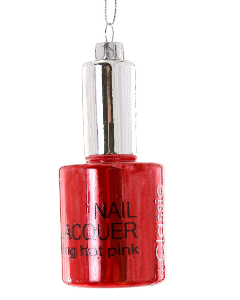Christmas Cheer All Year Classic Red Nail Lacquer Polish Glass Ornament by Cody Foster