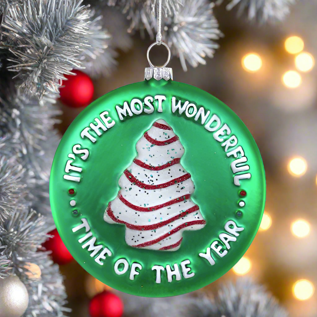 The Canton Christmas Shop Its the Most Wonderful Time of the Year Christmas Tree Cake Disc Ornament by Cody Foster