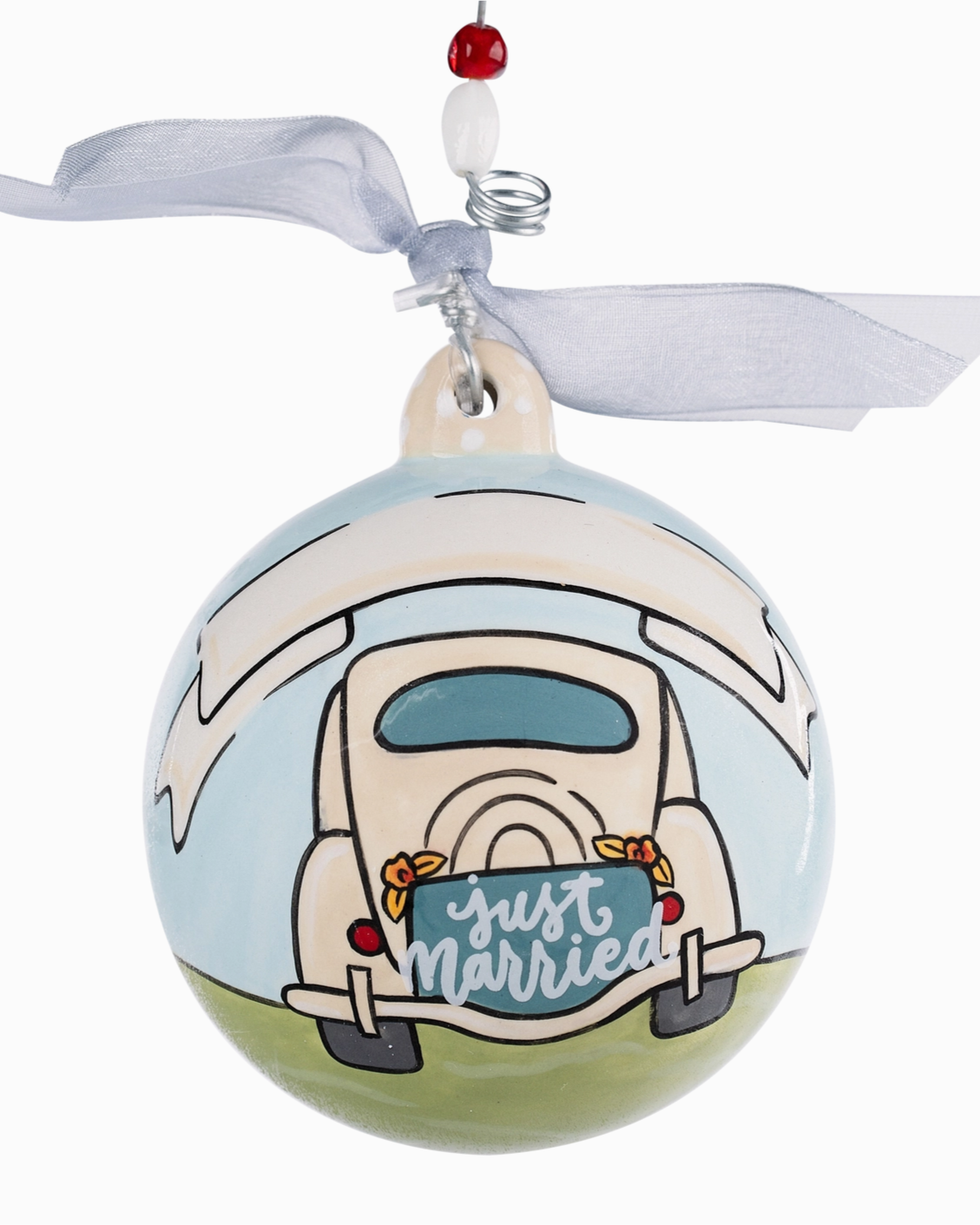 Christmas Cheer All Year Just Married Ball Ornament by Glory Haus