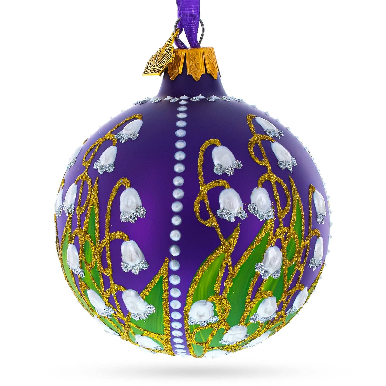 The Canton Christmas Shop Royal Ball Collection Lillies of the Valley Purple Ball Ornament Ukraine Glass Christmas