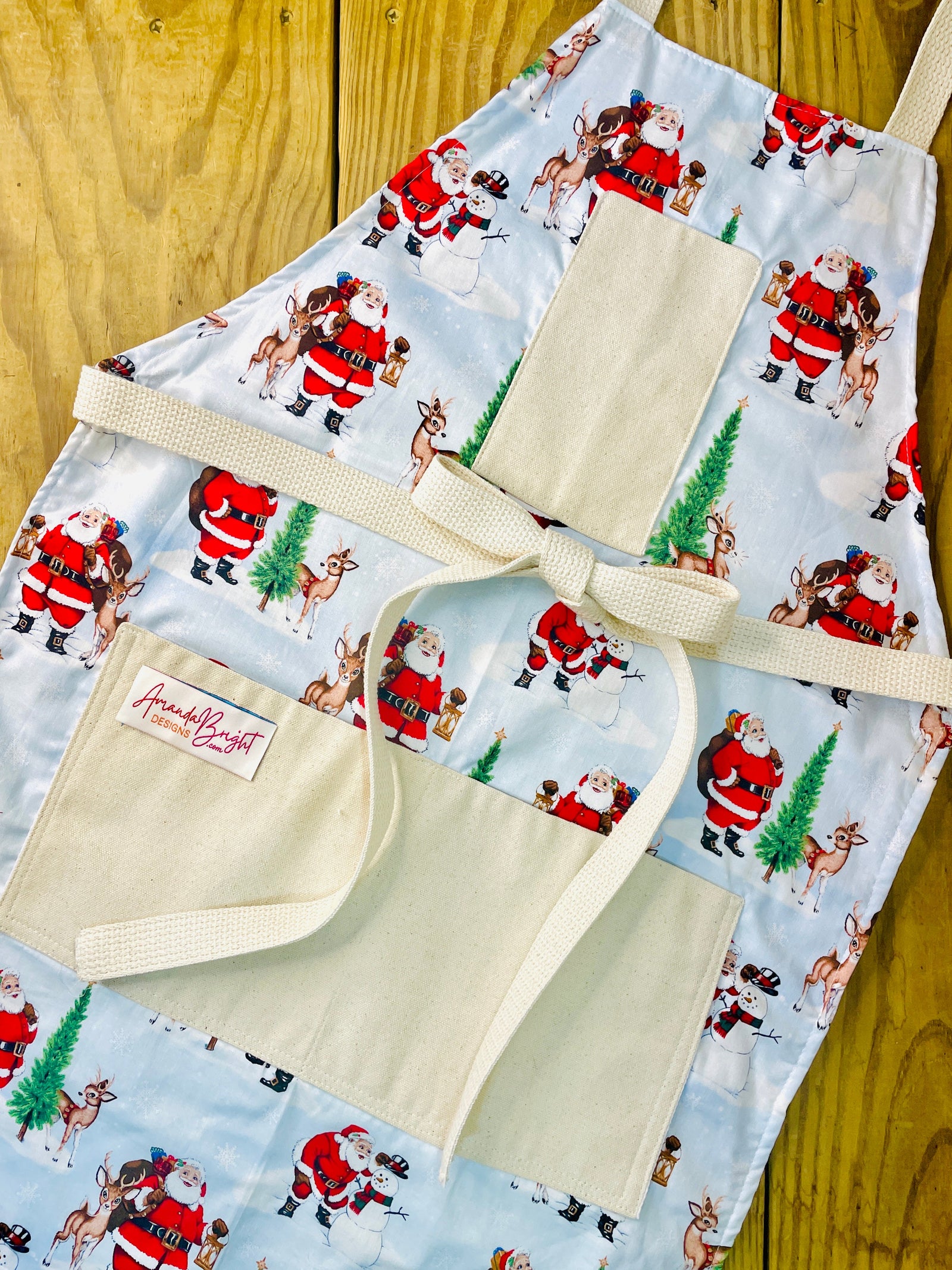 Merry Santa and Reindeer Apron