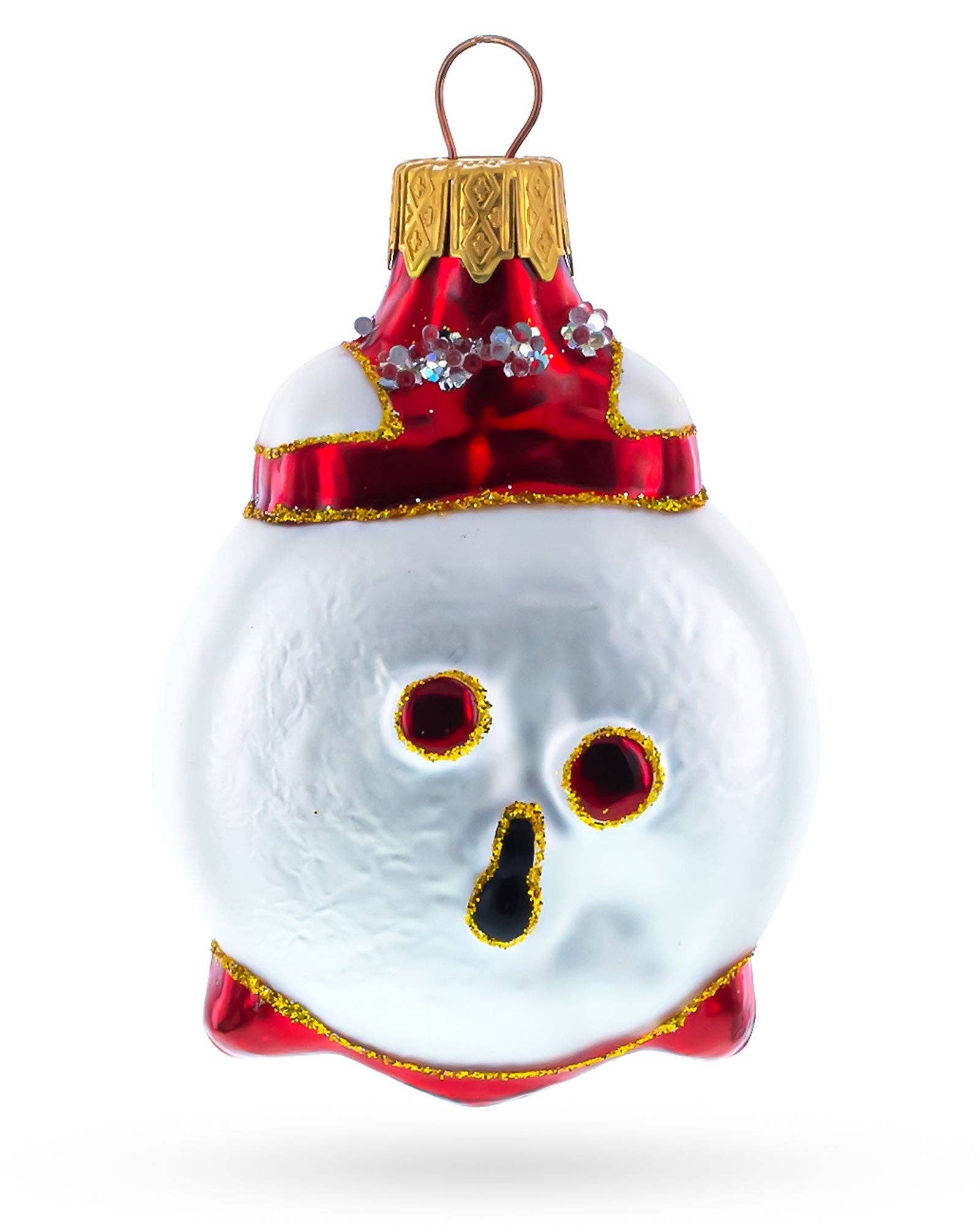 Christmas Cheer All Year Midcentury Happy Face Alarm Clock Glass Ornament
