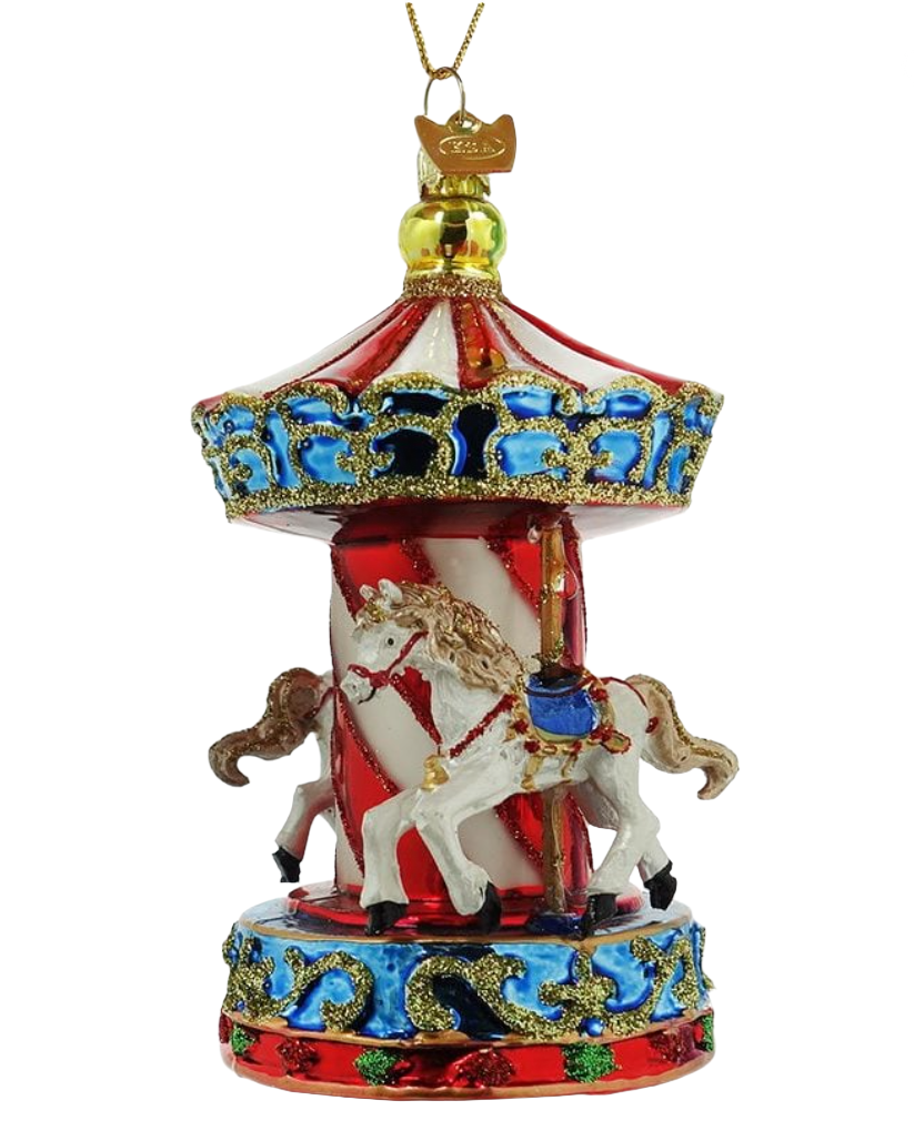 Christmas Cheer All Year Noble Gems Carousel Glass Ornament