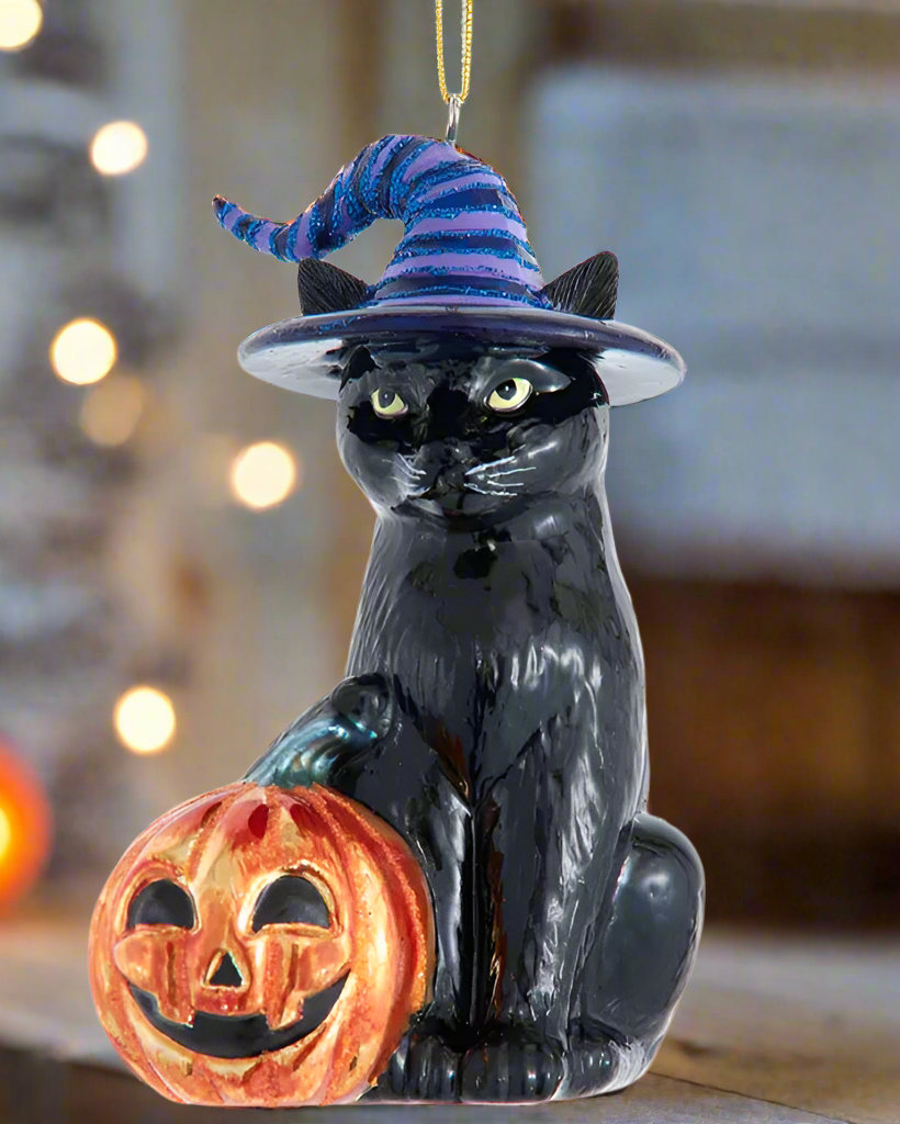 Christmas Cheer All Year Noble Gems™ Glass Halloween Cat Ornament NB1876 Kurt Adler