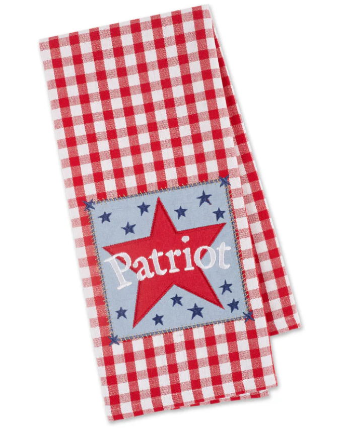 The Canton Christmas Shop Patriot Red White and Blue Star Embellished Kitchen Towel USA America