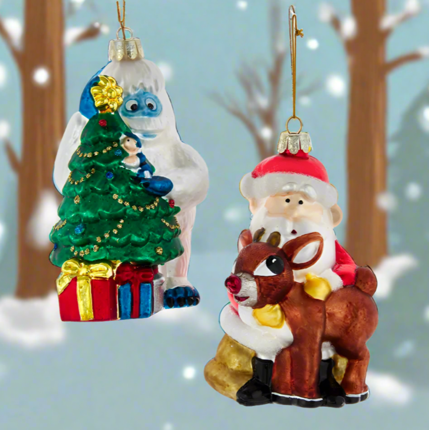 The Canton Christmas Shop Rudolph the Red Nosed Reindeer Glass Ornaments by Kurt Adler