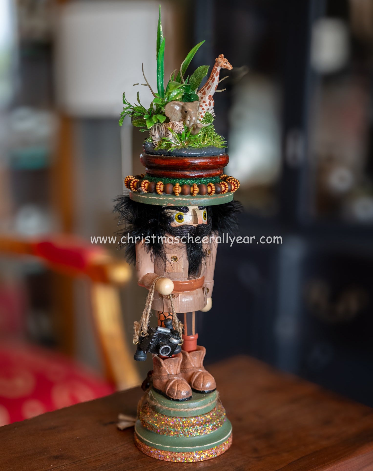 Kurt Adler Safari Nutcracker with animals great for any room, available at Christmas Cheer All Year online.