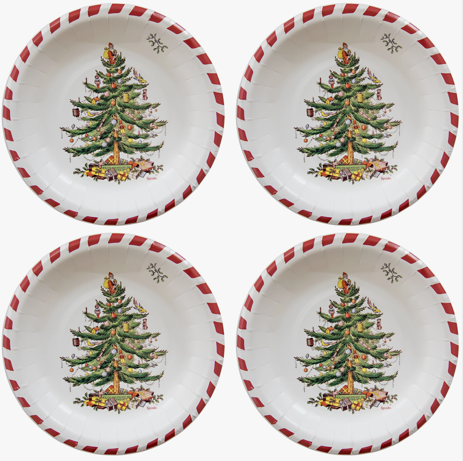The Canton Christmas Shop Spode Candy Cane Christmas Tree Luncheon Plates