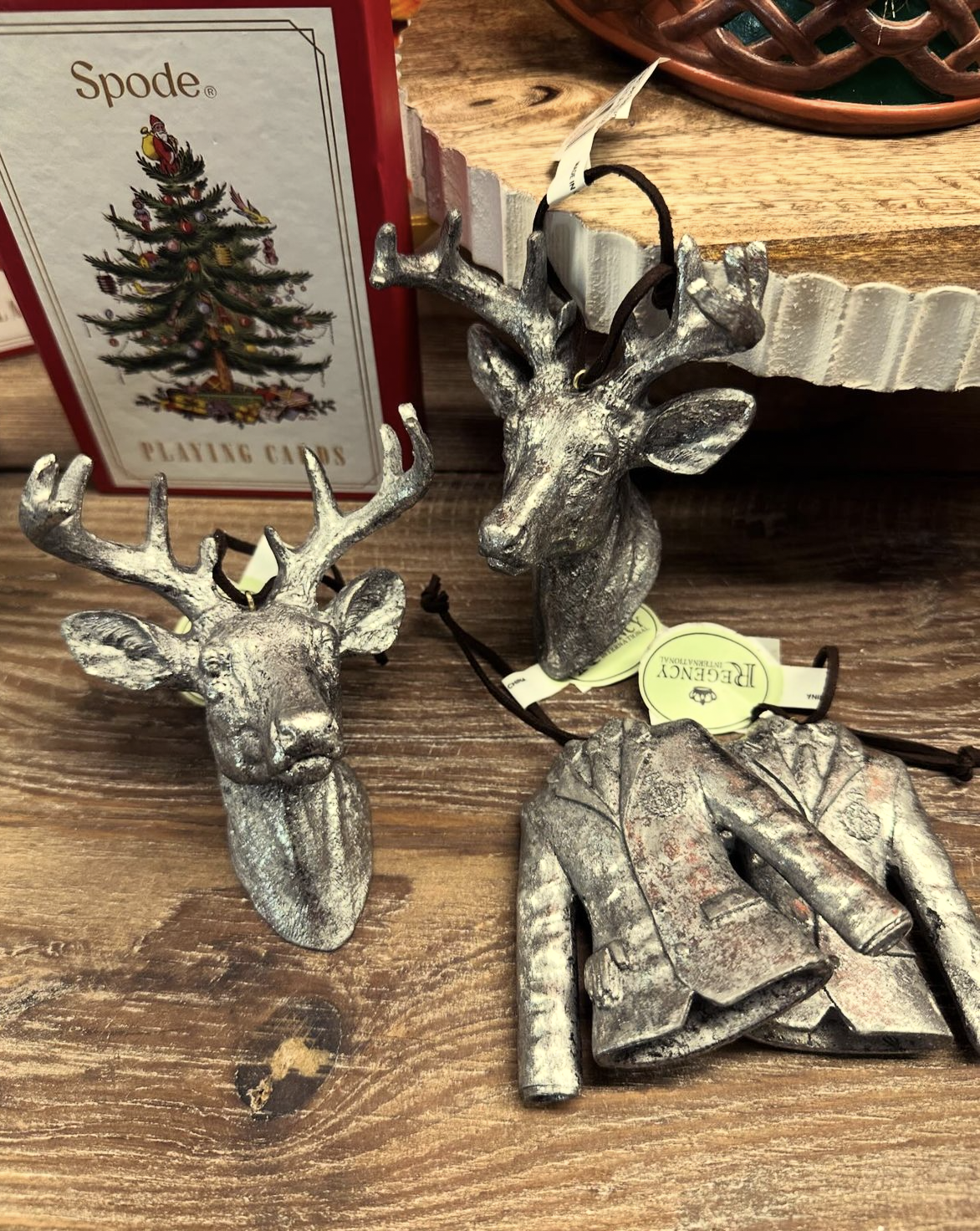 The Canton Christmas Shop Antique Silver Deer stag head Ornament